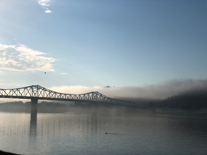 Bridge across the Ohio River from Madison, Indiana to Kentucky, one foggy morn as my Jeep club was winding its way through the hills nearby.
